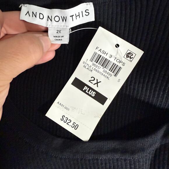 And Now This Trendy Plus Size Short-Sleeve Sweater, Black, 2X Plus - Picture 5 of 5